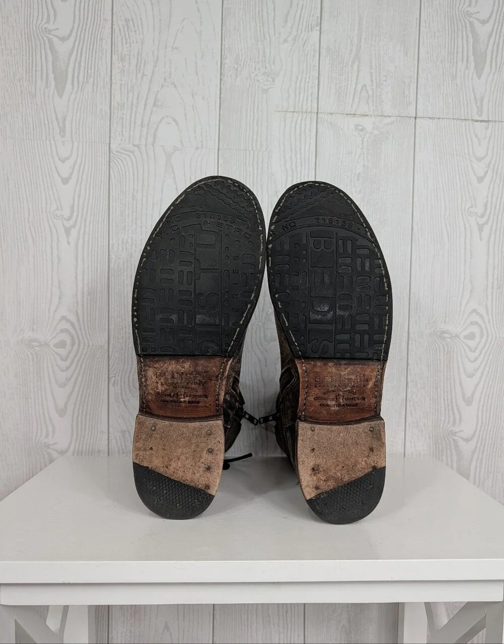 Bed Stu Leather Boots Women's Size 9 with Zipper Purposefully Distressed